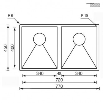 Кухонная мойка CM Filoraggiato 77Х45 2V 12059 Кухонная мойка CM Filoraggiato 77Х45 2V 12059