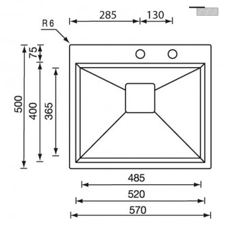 Кухонная мойка CM Glamour Mix 57Х50 12822 Кухонная мойка CM Glamour Mix 57Х50 12822