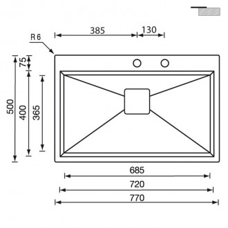 Кухонная мойка CM Glamour Mix 77Х50 12823 Кухонная мойка CM Glamour Mix 77Х50 12823