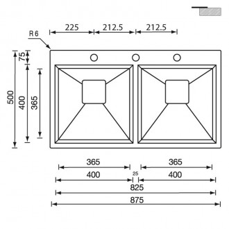 Кухонная мойка CM Glamour Mix 87,5Х50 12825