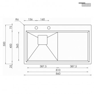 Кухонная мойка CM Glamour Mix 86Х50 1V 12843