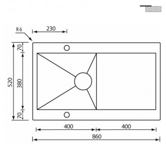 Кухонная мойка CM Revers 86Х52 1V 12983 Кухонная мойка CM Revers 86Х52 1V 12983