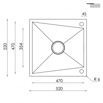 Кухонная мойка CM Space Revers 52Х52 1V 12860R Кухонная мойка CM Space Revers 52Х52 1V 12860R