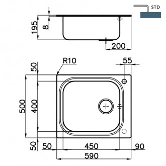 Кухонная мойка Foster Big Bowl 59x50 1511 001 RH
