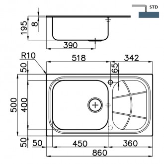 Кухонная мойка Foster Big Bowl 86x50 1561 202 LH Кухонная мойка Foster Big Bowl 86x50 1561 202 LH