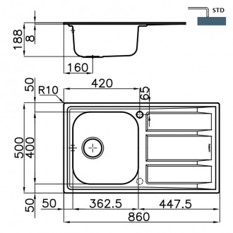 Кухонная мойка Foster FM 86x50 1971 061 RH Кухонная мойка Foster FM 86x50 1971 061 RH
