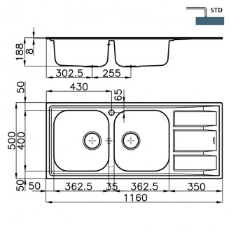 Кухонная мойка Foster FM 116x50 1972 062 LH