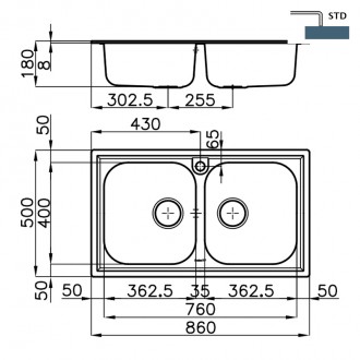 Кухонная мойка Foster FM 86x50 1974 060 Кухонная мойка Foster FM 86x50 1974 060