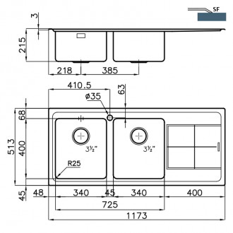 Кухонная мойка Foster KE 117х51 2222 051 RH Кухонная мойка Foster KE 117х51 2222 051 RH