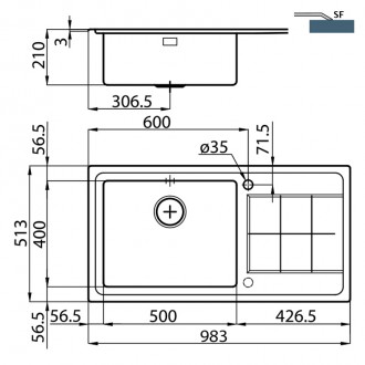 Кухонная мойка Foster KE 98х51 2263 051 RH