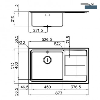 Кухонная мойка Foster KE 87х51 2280 051 RH