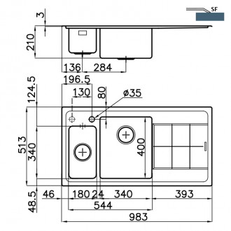 Кухонная мойка Foster KE 98х51 2297 051 RH