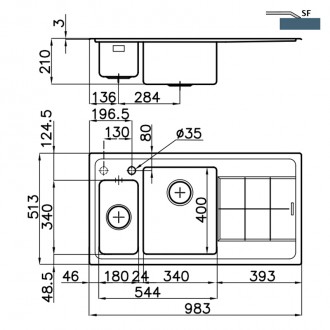 Кухонная мойка Foster KE 98х51 2297 052 LH Кухонная мойка Foster KE 98х51 2297 052 LH