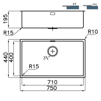 Кухонная мойка Foster KE flush-mount Bowls 75х44 2157 050 Кухонная мойка Foster KE flush-mount Bowls 75х44 2157 050