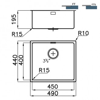 Кухонная мойка Foster KE flush-mount Bowls Gun Metal 49х44 2154 056