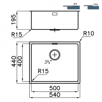 Кухонная мойка Foster KE flush-mount Bowls Gun Metal 54х44 2155 056
