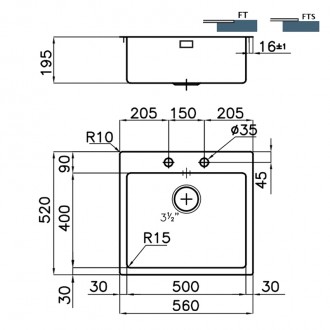 Кухонная мойка Foster KE Q4 and flush-mount 56х52 2265 050 Кухонная мойка Foster KE Q4 and flush-mount 56х52 2265 050