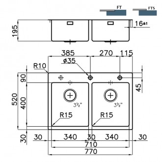 Кухонная мойка Foster KE Q4 and flush-mount 77х52 2269 050 Кухонная мойка Foster KE Q4 and flush-mount 77х52 2269 050