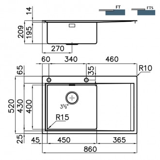 Кухонная мойка Foster Master 86х52 1250 051 RH
