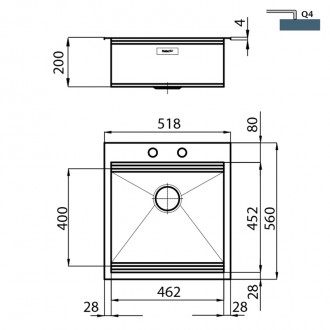 Кухонная мойка Foster Milano 51х56 1012 050