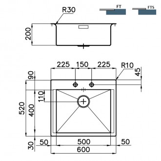Кухонная мойка Foster New Wave 60х52 1410 000