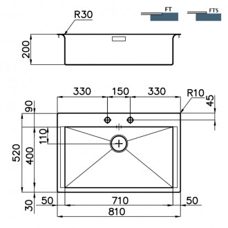 Кухонная мойка Foster New Wave 81х52 1412 000 Кухонная мойка Foster New Wave 81х52 1412 000