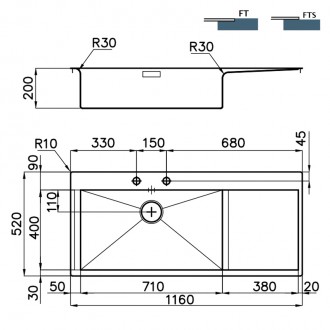 Кухонная мойка Foster New Wave 116х52 1416 002 LH Кухонная мойка Foster New Wave 116х52 1416 002 LH