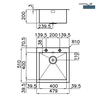 Кухонная мойка Foster Quadra 47х51 1205 050