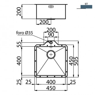 Кухонная мойка Foster Quadra 45х50 1214 850
