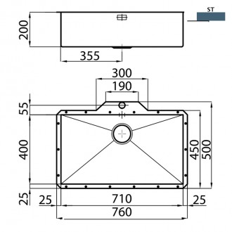 Кухонная мойка Foster Quadra 76х50 1217 850