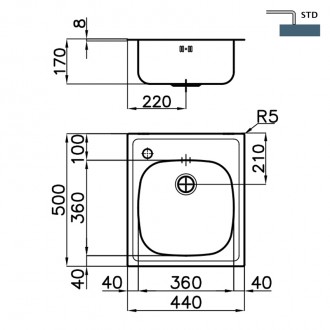 Кухонная мойка Foster S1000 44х50 1144 001 RH