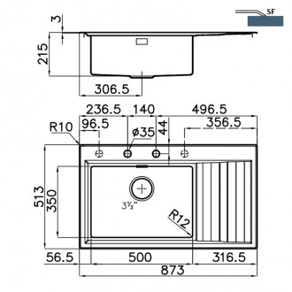 Кухонная мойка Foster Stripe 87х51 4500 051 RH