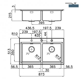 Кухонная мойка Foster Stripe 87х51 4502 050