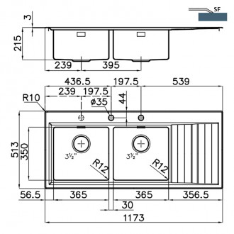 Кухонная мойка Foster Stripe 117х51 4503 052 LH