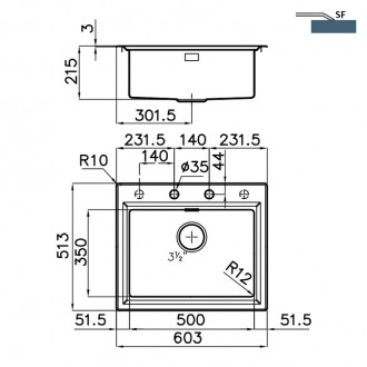 Кухонная мойка Foster Stripe 60х51 4505 050 Кухонная мойка Foster Stripe 60х51 4505 050