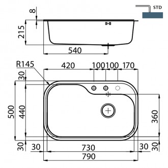 Кухонная мойка Foster Tornado 79х50 1679 660