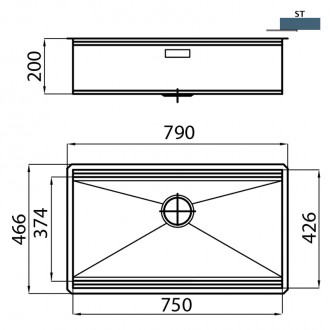 Кухонная мойка Foster Milanello Gun Metal Workstation 79х46 1034 856