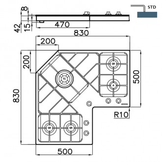 Газовая варочная поверхность Foster Angolare 7038 052