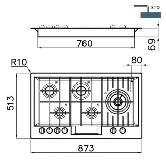 Газовая варочная поверхность Foster FL 7201 032 Газовая варочная поверхность Foster FL 7201 032