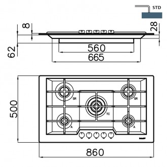 Газовая варочная поверхность Foster KE 7603 032 Газовая варочная поверхность Foster KE 7603 032