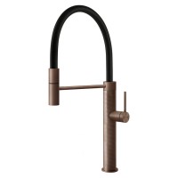 Смеситель кухонный с гибким изливом Gessi 316 Kitchen Cesello медь брашированная PVD (60014#708)