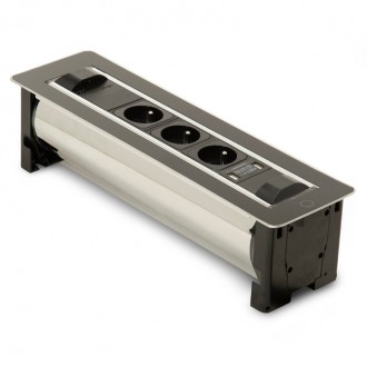 Вращающийся розеточный блок ASA Versaturn 3.0 черное стекло 3x220V+USB (060.24F.00031)