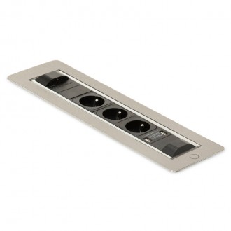 Вращающийся розеточный блок ASA Versaturn 3.0 нержавеющая сталь 3x220V+USB (060.24F.00033)