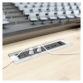 Вращающийся розеточный блок ASA Versaturn 3.0 нержавеющая сталь 3x220V+USB (060.24F.00033)