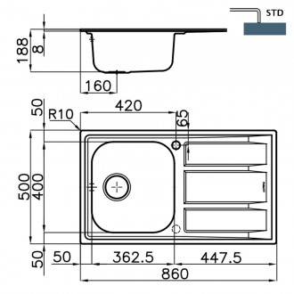 Кухонная мойка Foster FM Marine 86x50 1971 962 LH Кухонная мойка Foster FM Marine 86x50 1971 962 LH