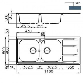 Кухонная мойка Foster FM Marine 116x50 1972 962 LH Кухонная мойка Foster FM Marine 116x50 1972 962 LH