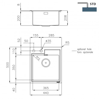 Кухонная мойка Foster Fortyfour 44x50 4151 050 Кухонная мойка Foster Fortyfour 44x50 4151 050