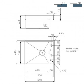 Кухонная мойка Foster Quadra 54х44 1235 050