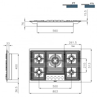 Газовая варочная поверхность Foster Milanello 5F 7682 000