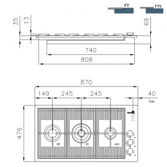 Газовая варочная поверхность Foster Milanello PVD 7680 006 Газовая варочная поверхность Foster Milanello PVD 7680 006